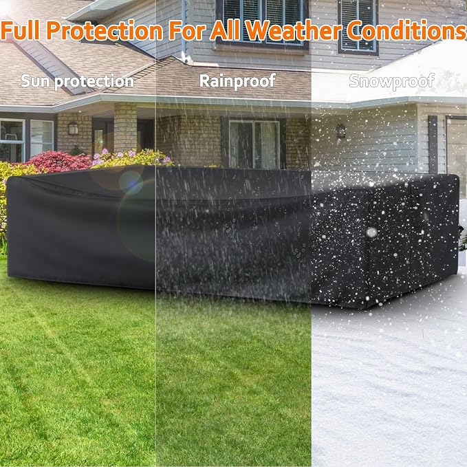 STARTWO Patio Furniture Covers Waterprpoof, Tear Resistant Rectangular Outdoor Furniture Set Cover for Table and Chairs, Outdoor Sectional Sofa Cover, 74"L x 47"W x 28"H - Image 7
