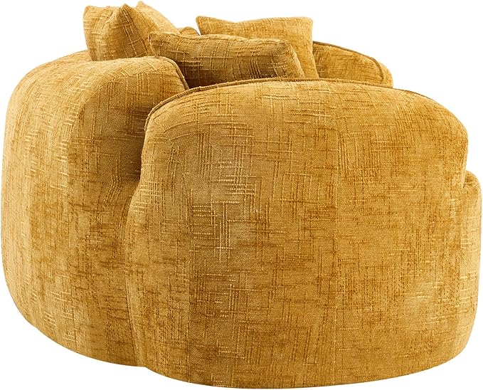 109-Inch Curved Boneless Sofa Couches Compressed 4-Seat Foam Couch for Living Room Bedroom, Boneless Modular Cloud Sofa Curved Floor Couch with 4 Pillows, No Assembly