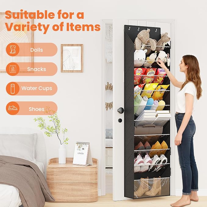 ZATOCL 10-Tier Over The Door Organizer, Space Saving Hanging Shoes Organizer and Storage Unit, Organizer for Closet, Bedroom, Entryway, Black - Image 4