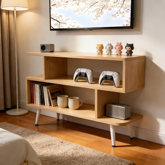 Lightdot TV Stand for TVs to 35'', Modern Entertainment Center with 3 Open Storage Shelf, Sturdy Media Console Table for Living Room/Entrance/Sofa Cabinet, Apartment, Easy Installation-Walnut - Image 6