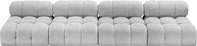 Meridian Furniture 611Grey-S136B Ames Collection Modern | Contemporary Modular Sofa with Rich Grey Boucle Fabric, Modular to Create Infinite Configurations, 136" W x 34" D x 28" H, Grey