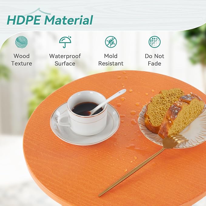 HDPS Outdoor Side Table, Small Round Side Table Weather-Resistant, Outdoor Side Tables for Patio, Porch, Deck, End Table for Plant Stand, Living Room, Bedroom, Orange - Image 6