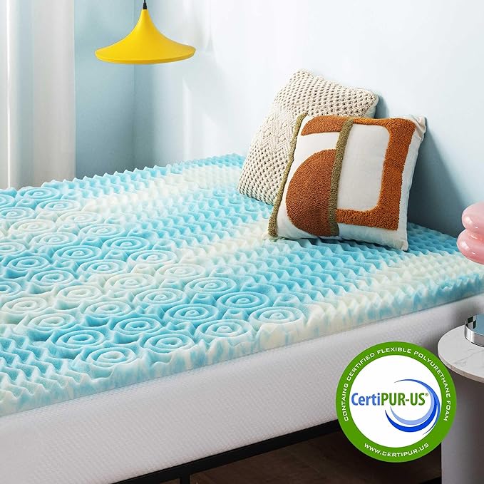 Best Price Mattress 2 Inch 5-Zone Swirl Gel Aerobreeze Foam Mattress Topper, CertiPUR-US Certified, Dorm Essentials, Twin