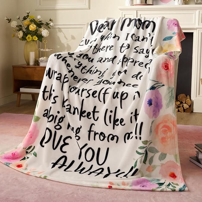 Joiedomi Mothers Day Blanket Gifts for Mom Birthday Gifts Soft Flannel Blanket for Mom Grandma from Daughter Son 50" x 60" Pink
