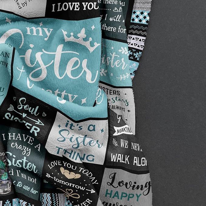Ruvinzo Sister Gifts, Sister Birthday Gifts from Sister, Bestie Gifts for Women, Best Friend Birthday Gift for Women, Big Sister Gift from Little Sister Blanket 60” x 50”, Sister Valentines Gifts