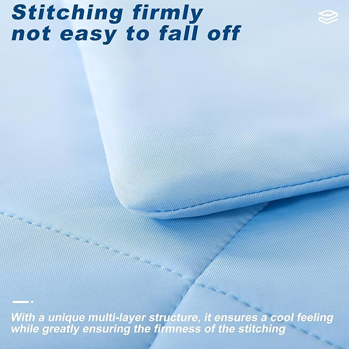 Cooling Comforter Queen Size, Double-Sided Cold Tech Fabric Quilted Bed Comforters Cooling Blanket for Hot Sleepers, Breathable Lightweight Summer Bedding, All-Season Ice Blanket, Blue
