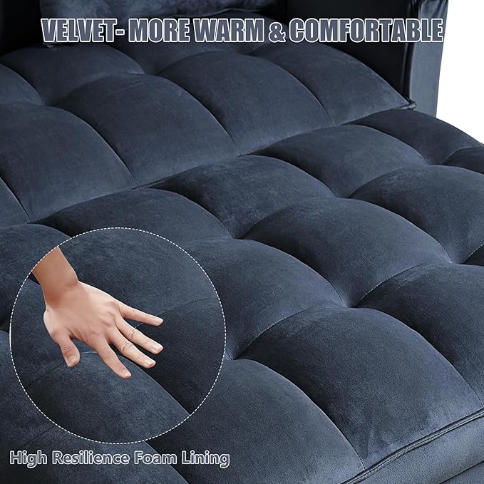 3 in 1 Pullout Sofa Bed, Convertible Loveseat Sleeper Couch Bed with 2 Pockets & 2 Pillows for Living Room, Black