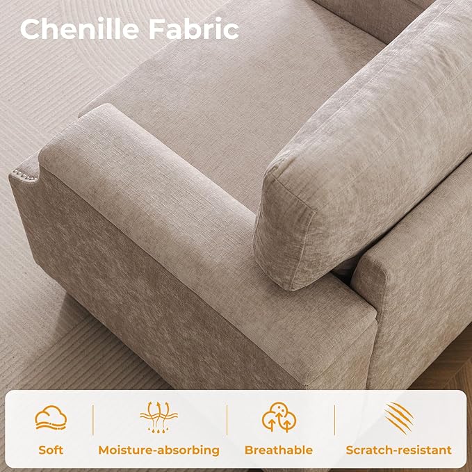 Oversized Accent Chair Set of 2 with Seat Storage,Comfy Living Room Chairs with Armrest Organizer,Oversize Armchair,Big Reading Chair,Sofa Chairs for Bedroom,Velvet,Khaki