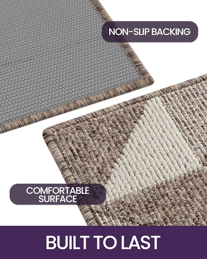 DEXI Front Door Mats for Entryway, 2x3 Non Slip Washable Low-Profile Entry Doormat, Absorbent Resist Dirt Inside Floor Entrance Mat, Patio, Brown/White - Image 4