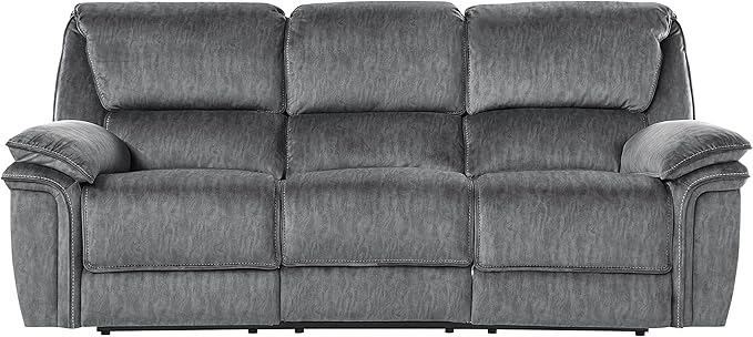 Lexicon Braddock Wall-Hugger Manual Double Reclining Sofa, Gray