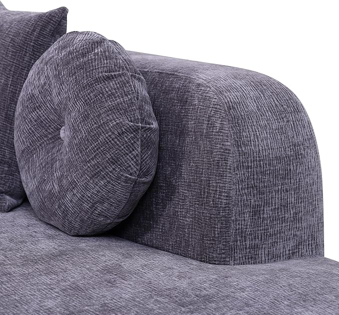 123" Boneless Modular Sectional Sofa, Modern Curved L-Shaped Cloud Foam Couch with High Density Sponge & Pocket Spring, Chenille Fabric, Non-Assembly Frameless Floor Sofa for Living Room | Plush, Wider Armrest