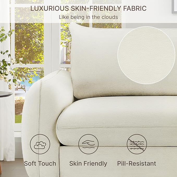90'' Cloud Loveseat Sofa,Chenille Fabric Couch with 3 Deep Seater, Modern Love Seat,Comfy Thick Cushion,Upholstered Sofa Couch for Living Room Bedroom Apartment