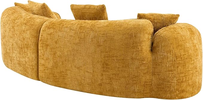 109-Inch Curved Boneless Sofa Couches Compressed 4-Seat Foam Couch for Living Room Bedroom, Boneless Modular Cloud Sofa Curved Floor Couch with 4 Pillows, No Assembly