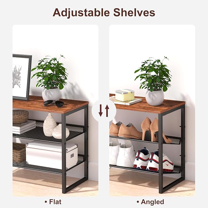CHEMPFR Shoe Rack Organizer - Sturdy Steel Shoe Organizer for Closet Entryway with Spacious Top and Strong Mesh Shelves Industrial Style Standing Storage Shelves (3-Tier 11.8"x20.4"x25.2") - Image 5