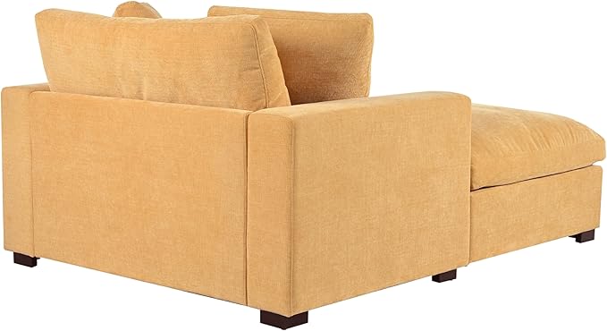 Christopher Knight Home Larrz Oversized Chaise Lounge Chair Indoor, Cozy Upholstered Sleeper Sofa Couch, Durable Wood Frame, Deep Seat Reading Chair with 2 Throw Pillows and Armrests, Yellow