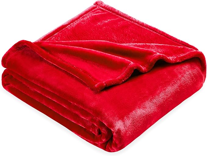 DREAMNINE Ultra Large Soft Fuzzy Flannel Fleece Blanket Full Size 80" x 90", Decorative Solid Lightweight Fluffy Velvet Bed Blanket, Luxury Big Cute Cozy Shag Plush Microfiber Blankets for Bedroom,Red