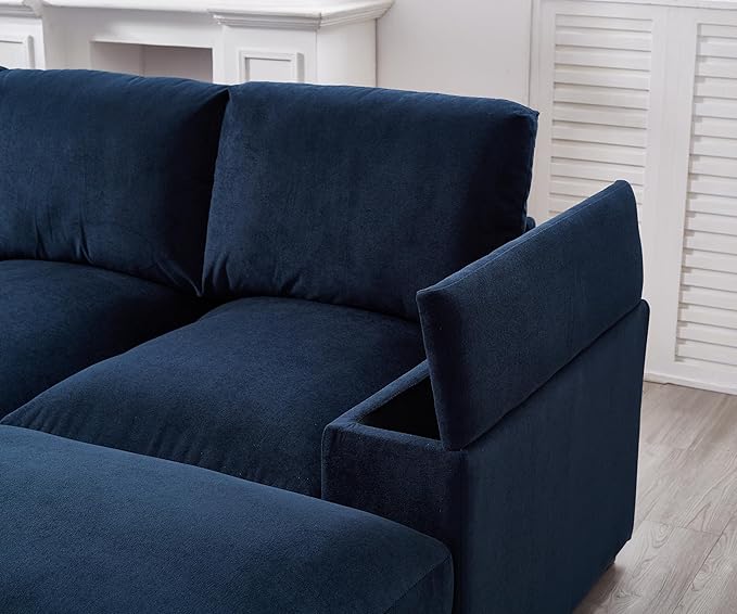 122" Oversized Modular Sectional Sofa Cloud Couch with 2 Ottomans, Comfy Corduroy Upholstered Deep Seat Large U Shaped Lounge Sofa&Couches with Hidden Arm Storage Box