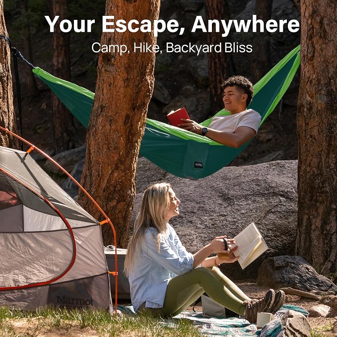Kootek Camping Hammock, Portable Hammocks with Tree Straps & Attached Carry Bag, Camping Essentials Gear, Perfect for Outside Indoor Hiking Beach Backpack Travel - Image 7