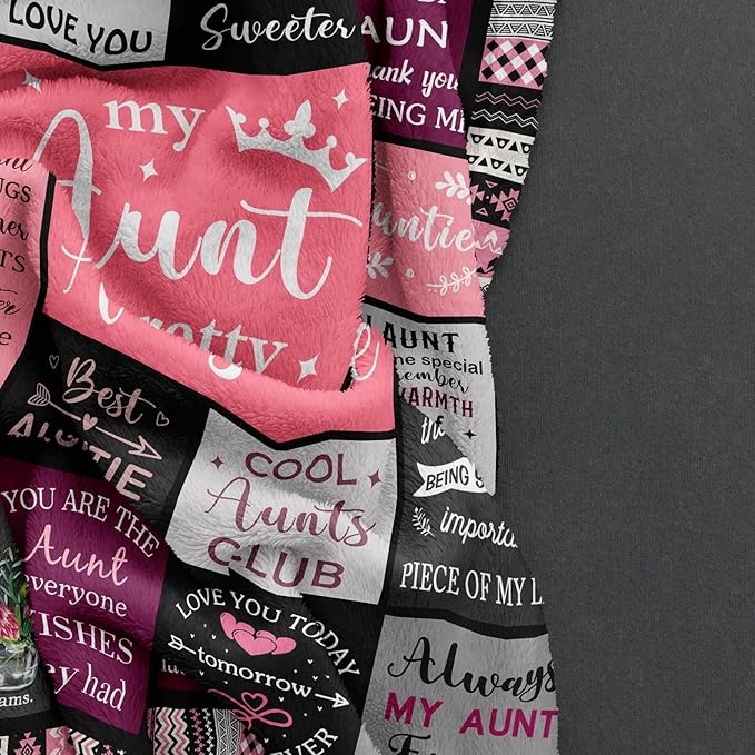 Ruvinzo Aunt Gifts, Auntie Gift Ideas, Best Aunt Ever Christmas Birthday Gifts, Gift for Aunts from Niece Nephew, Best Auntie Birthday Presents, Aunts Valentines Mothers Day Christmas Blanket 60"x50"