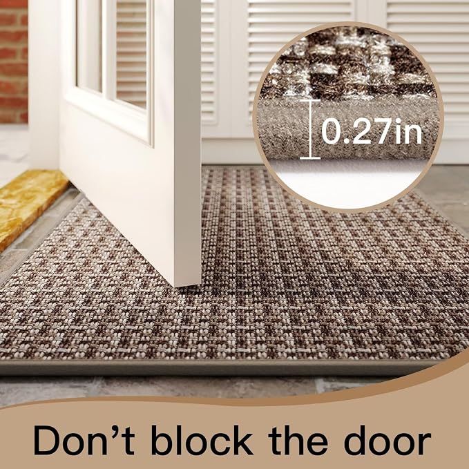 YDKGL Door Mat 31x47, Dirt Resistant and Absorbent, Non-Slip Rubber Backing Floor Mats, Easy Clean Low-Profile Doormat for Entryway, Front Door, Inside Entrance Brown - Image 4