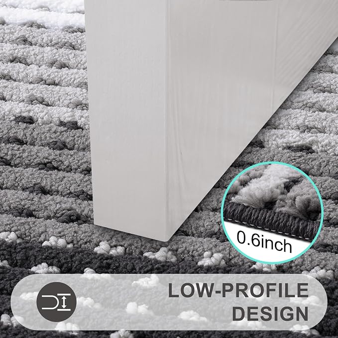 Kitinjoy Indoor Outdoor Door Mat, 59x36 Non-Slip Absorbent Dirt Trapper, Low-Profile Washable Inside Entrance Front Floor Mat, Sturdy Soft Entry Dotted Ombre Doormats for Entryway, Grey - Image 4