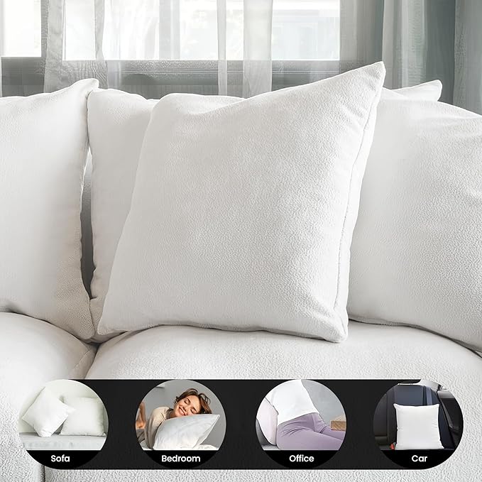Foamily Throw Pillow Insert 16x16 (Set of 4) Premium Decorative Pillows for Couch, Bed & Living Room, Soft Fluffy Throw Pillows for Couch, Pillow Inserts for Home Decor