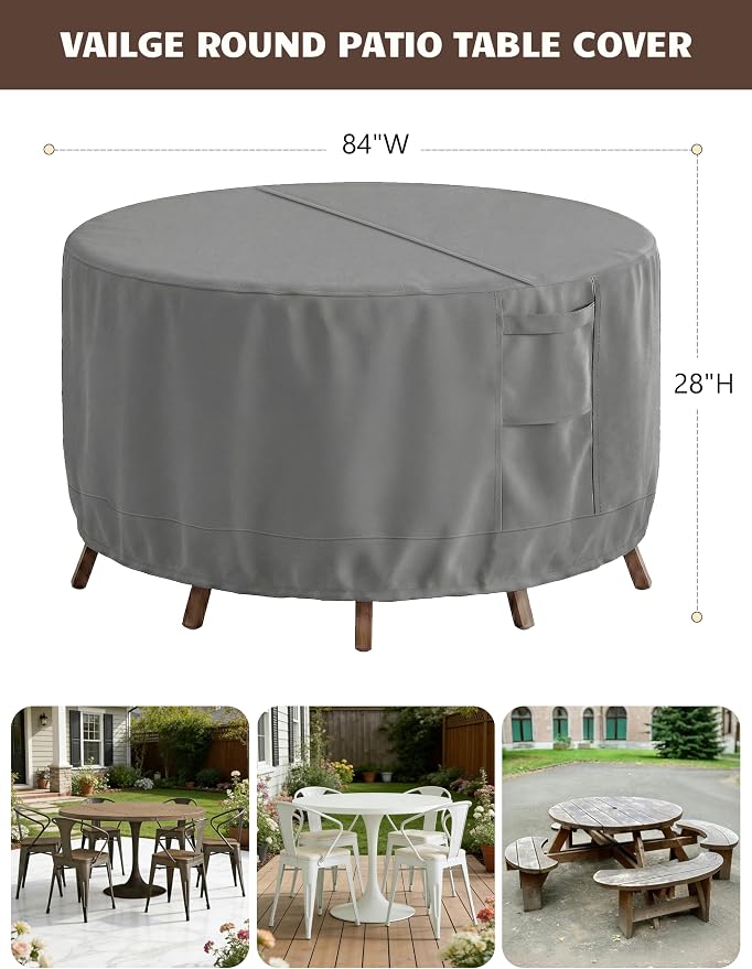 Patio Furniture Covers Waterproof, Outdoor Furniture Covers Waterproof Windproof with Padded Handles, Heavy Duty 600D Oxford Outdoor Table Chair Set Cover - Image 2