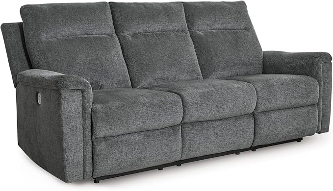 Signature Design by Ashley Barnsana Minimalist Power Reclining Sofa with USB Charging Ports, Gray
