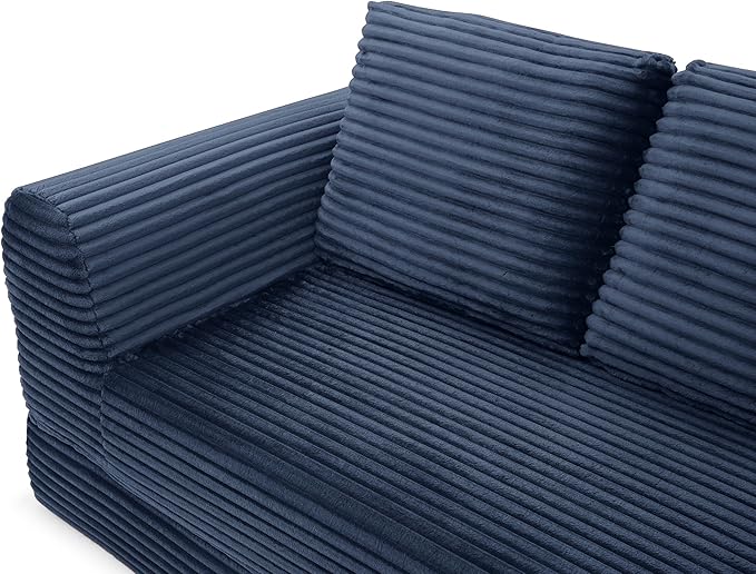 Foldable Boneless Love Seat Couches in a Box, Modern Floor Foam Sleeper Sofa Bed 2-in-1 Convertible Cloud Sofa for Home Apartments Bedroom