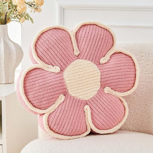 Kcvvcr Flower Pillow, Soft Flower Decorative Throw Pillow, Cute Daisy Flower Shaped Seating Floor Cushion Room D??cor Plush Pillows for Sofa Couch Bed (13.7 Inch, Pink)