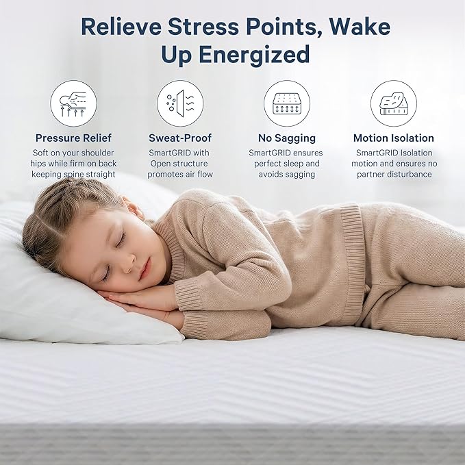 6 Inch Twin Mattress for Kids, Memory Foam Mattress in a Box with Cooling Gel, Medium Firm Support for Pressure Relief, CertiPUR-US Certified