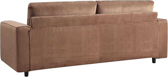 AC Pacific Derek 3 Piece Modern Corduroy Couches for Living Room, Tufted Sofas with Plush Upholstery, High-Density Foam, Sleek Black Legs, Durable Wooden Frame, Sofa, Loveseat and Chair Set, Brown