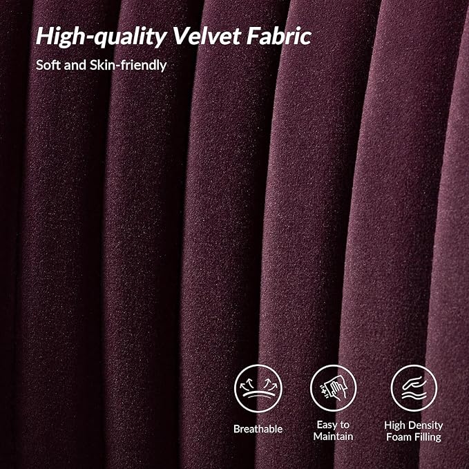 HULALA Home Velvet Accent Chair Set of 2, Modern Armless Upholstered Side Chair with Glam Gold Metal Legs for Vanity Living Room Bedroom - Purple
