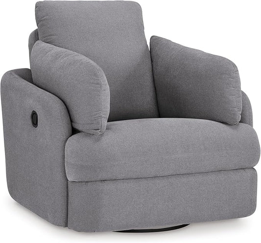 Signature Design by Ashley Modmax Contemporary Swivel Glider Recliner, Press-Back Reclining, Cleanable & Durable Performance Fabric, 21" Seat Height, Gray