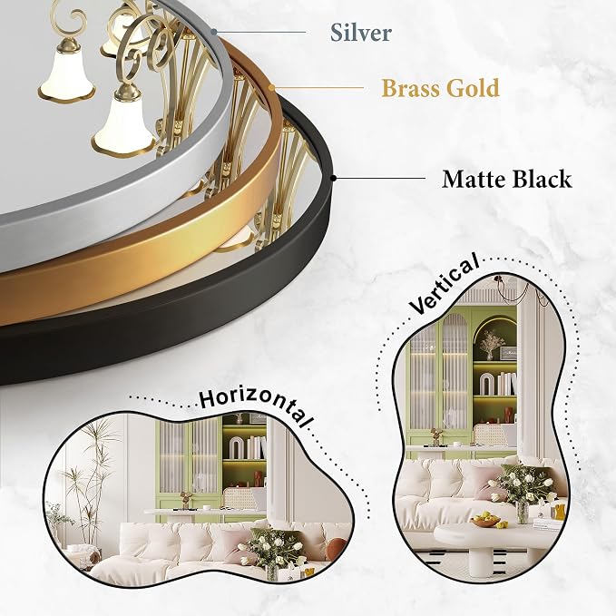 Dorlicecass Irregular Wall Mirror - Wall Mirrors Decorative 24"x36" Black Asymmetrical Mirror Tempered Glass Aviation Aluminum Alloy Frame for Bathroom, Bedroom, Living Room, Cloakroom, Entryway - Image 5