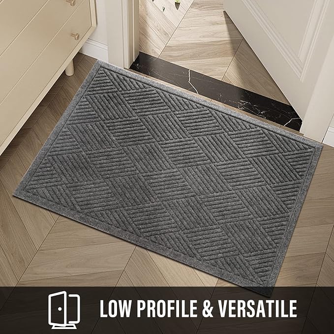 HIYARD Sturdy Front Door Mat, Absorbent Muddy Dirt Resist Welcome Door Mats Outdoor Indoor, Stain and Fade Resistant, Non-Slip Rubber Backing Low Profile Doormat for Entryway, 60×36, Grey - Image 6