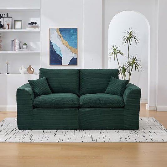 80.3" Cloud Loveseat Boneless Sofas for Living Room, 2 Seaters Modular Foam Cloud Sofa Couches, 2 Seat Compression Foam Couch with Toss Pillows, No Assembly Required