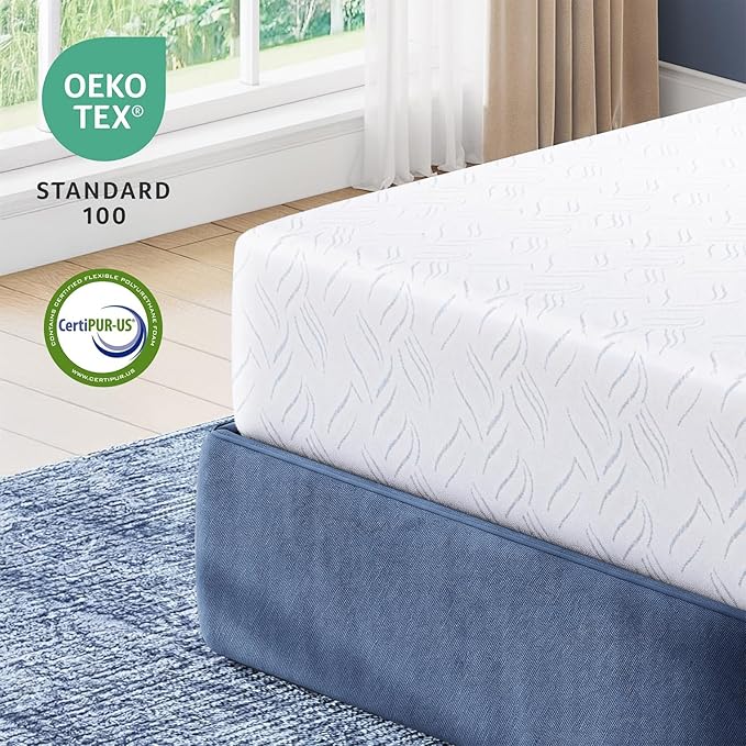 Twin Mattress 8 inch, Cooling Gel Memory Foam Mattress, Mattress in a Box with Zipper Cover, Fiberglass Free, CertiPUR-US Certified, Adjustable Base Compatible