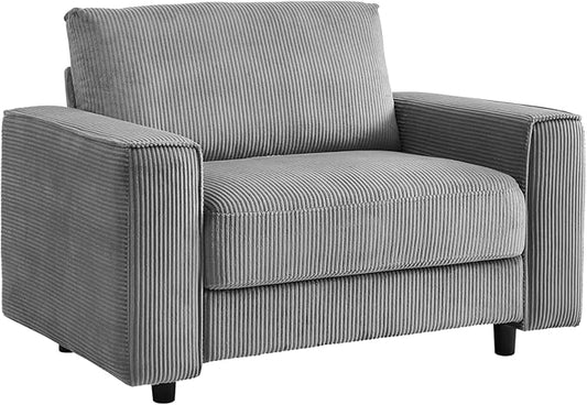 AC Pacific Derek Modern Corduroy Accent Chair for Living Room, Tufted Arm Chair with Plush Upholstery, High-Density Foam, Sleek Black Legs, Durable Wooden Frame, Chair, Grey