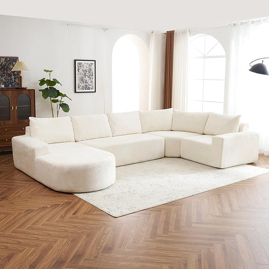 Ball & Cast Oversized Modular Sectional Sofa Cloud Couch,141.7" Modern Upholstered Couch w/Deep Seat Comfy Couches,Minimalist Sleeper Sofas,for Living Room,Apartment,Beige