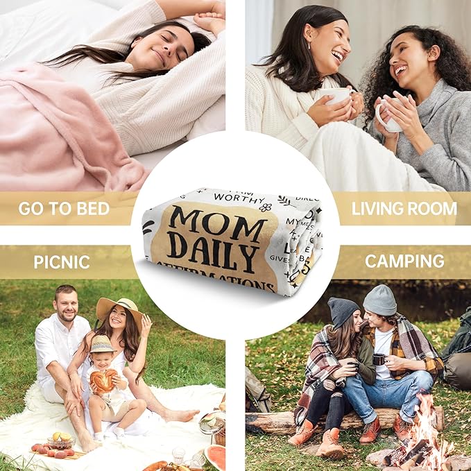 BaubleDazz First Mothers Day New Mom Gifts Blanket, Mama Daily Affirmations, Postpartum Pregnancy Gift for First Time Moms, Mommy to Be, Mama, New Mom Essentials, Birthday Gifts for Moms(80" x 60")
