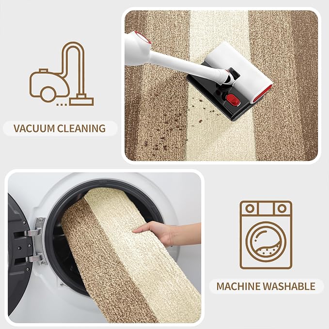 Kitinjoy Indoor Outdoor Door Mat, 36x24 Non-Slip Absorbent Dirt Trapper, Low-Profile Washable Inside Entrance Front Floor Mat, Sturdy Soft Entry Doormats for Entryway, Khaki - Image 5
