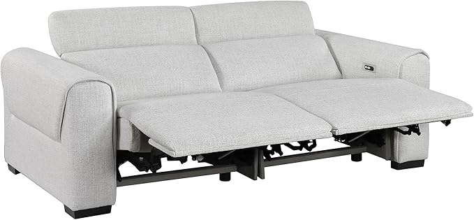 Lexicon Power Reclining Sectional Couches for Living Room-Modular Sectional Sofa, Wall Hugger, 2 Recliner Seats, Power Headrests, Charging Ports, 2 Seater Couch, Chenille Cloud