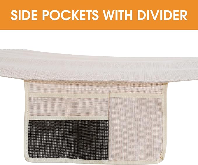 Lazy Daze Hammocks 11 FT Double Outside Hammock Quick Dry Olefin Fabric Hammock with Spreader Bar & Side Pocket for Outdoor Poolside Backyard 450 lbs Capacity, Beige - Image 7