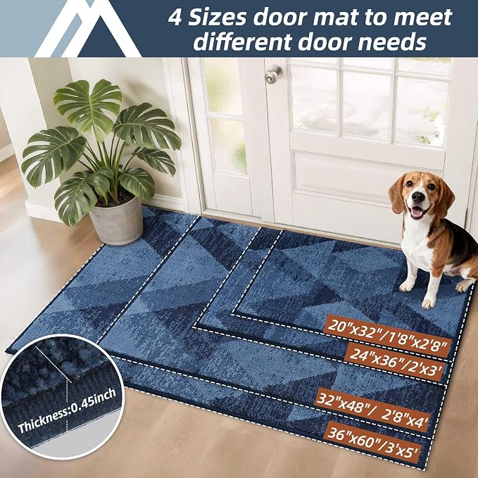 COSY HOMEER Entryway Rugs Doormat 20"x32", Non-Slip Absorbent Polyester, Washable Rugs for Front Door, Dirty Paws & High Traffic Areas, Blue - Image 5
