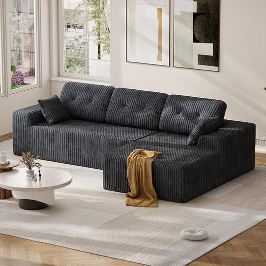 Ball & Cast 106" Modular Sectional Sofa, Convertible Cloud Couch with Deep Seat, Boneless L-Shaped Sectional, Flexible Modular Combination for Living Room, No Assembly (Gray, Right Facing Chaise)