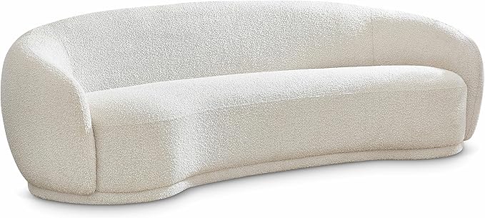 Meridian Furniture 693Cream-S Hyde Collection Modern | Contemporary Boucle Fabric Upholstered Sofa, Cream, 89.5" W x 38" D x 28" H