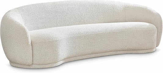Meridian Furniture 693Cream-S Hyde Collection Modern | Contemporary Boucle Fabric Upholstered Sofa, Cream, 89.5" W x 38" D x 28" H