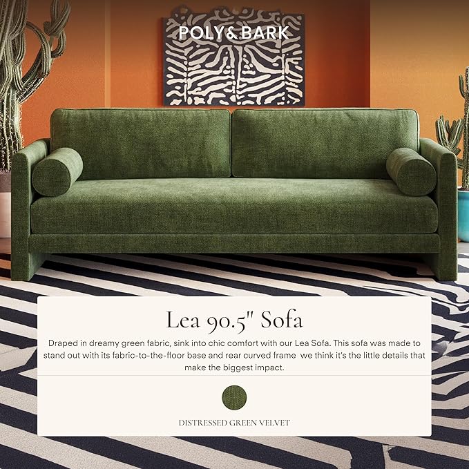 Poly & BARK Fano 99" Sofa with Wide Seating Profile, Clean Tailored Upholstery, and Modern Linear Design for Open Living Rooms