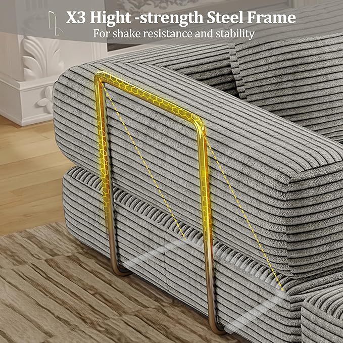4 in 1 Futon Sofa Bed Queen Size - Foldable Convertible Sleeper Sofa Couch with L-Shaped Support, Removable Washable Floor Space Saving for Bedroom & Dorm (Light Gray, 53.15" Double Sofa)